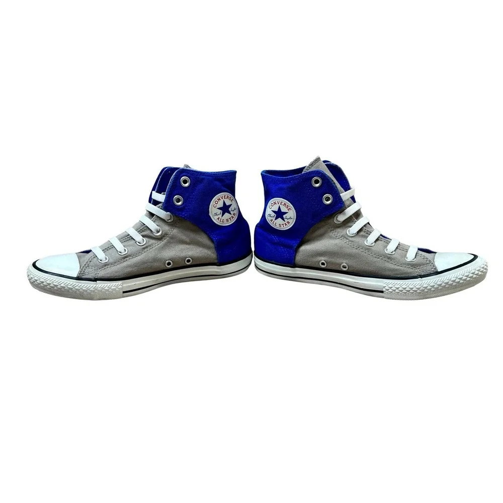 Converse Blue Grey Peel Back High Top Sneakers Shoe Juniors 6 Hip Hop Womens 7.5